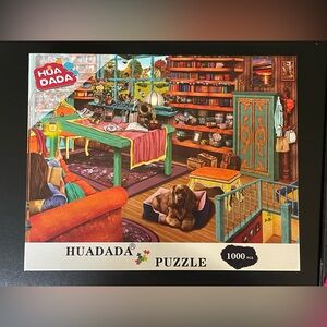 COMPLETE 1000 Piece Colorful puppy dog living room Puzzle